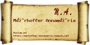Márhoffer Annamária névjegykártya